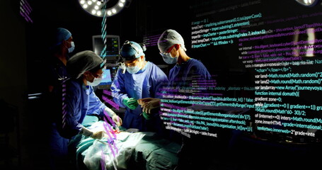 Image of data processing over diverse surgeons during operation