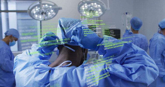 Image of data processing over diverse surgeons during operation
