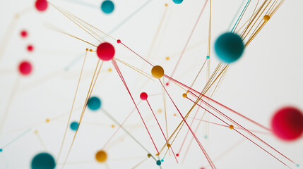 Abstract white background with Colorful geometric and circle lines. Digital future technology . Abstract business connection of lines from nodes innovation of communication in the network.