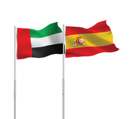 UAE,Spain flags together on pole