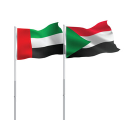 UAE,Sudan flags together on pole