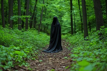 Naklejka premium A haunted forest clearing, where the ghost of a long-lost hunter still searches for prey