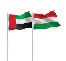 UAE,Tajikistan flags together on pole