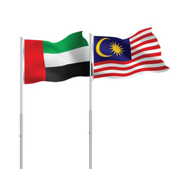 UAE,Malaysia flags together on pole