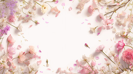 Fototapeta premium 華やかなピンクの花イメージのフレーム素材,文字入れ,タイトル,見出し,テキスト,自然,花,