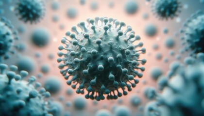 Close-up of a virus particle, highlighting its structure and intricate details. Ideal for health, science, and medical-related content.