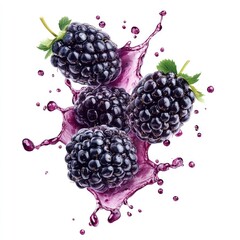 Fresh Blackberry Clusters Bursting with Juicy Splashes for Creative Culinary Ideas