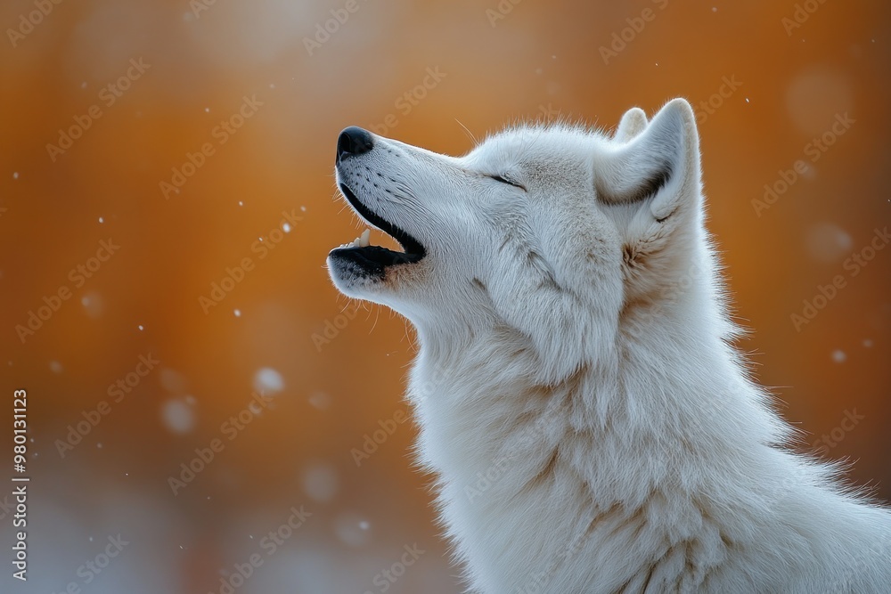 Poster arctic wolf howling in the snow