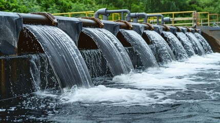 Hydropower: The conversion of flowing water's kinetic energy into electricity, featuring large-scale hydroelectric dams and small-scale run-of-river systems.
