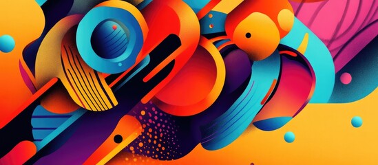 Contemporary abstract 2d artwork featuring a pop art style and vivid colors