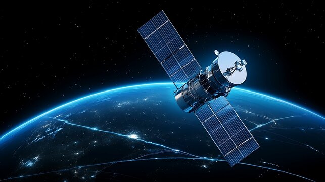 Satellite in exosphere satellite relay in orbit AI-powered satellite orbital satellite control advanced orbit platform