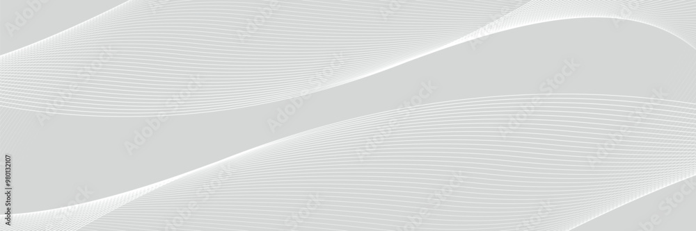 Wall mural grey white light wave technology texture background dots. abstract big data digital concept. vector 