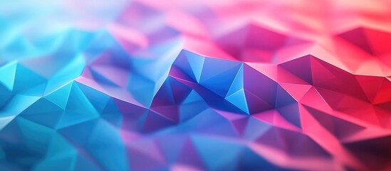 Obraz premium 3D rendering of an abstract geometric background featuring modern gradient colors in a low poly style showcasing a captivating blue and red gradient with a grid design