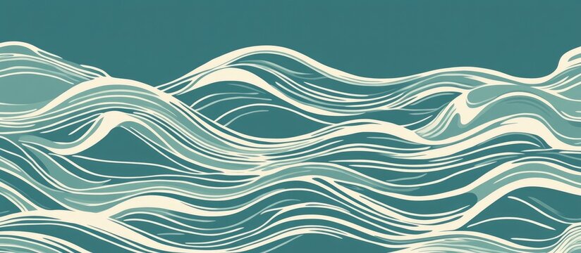 Lino Cut Background Abstract Tribal Ocean Waves Pattern
