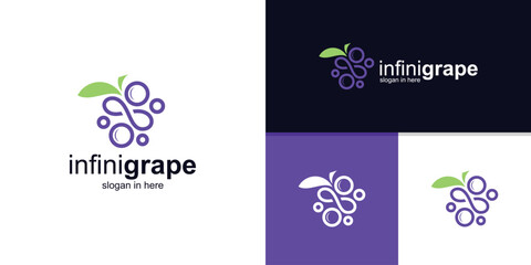 logo design combination of infinity and grapes, logo design template, icon, vector, inspiration, symbol.