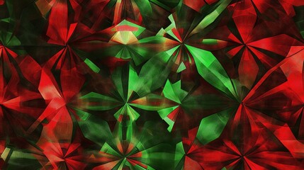 Futuristic kaleidoscope patterns featuring vibrant red and green colors