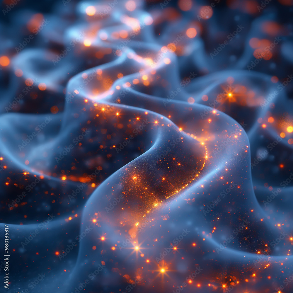 Wall mural futuristic 3d image of a topological insulator with glowing edges and swirling patterns.