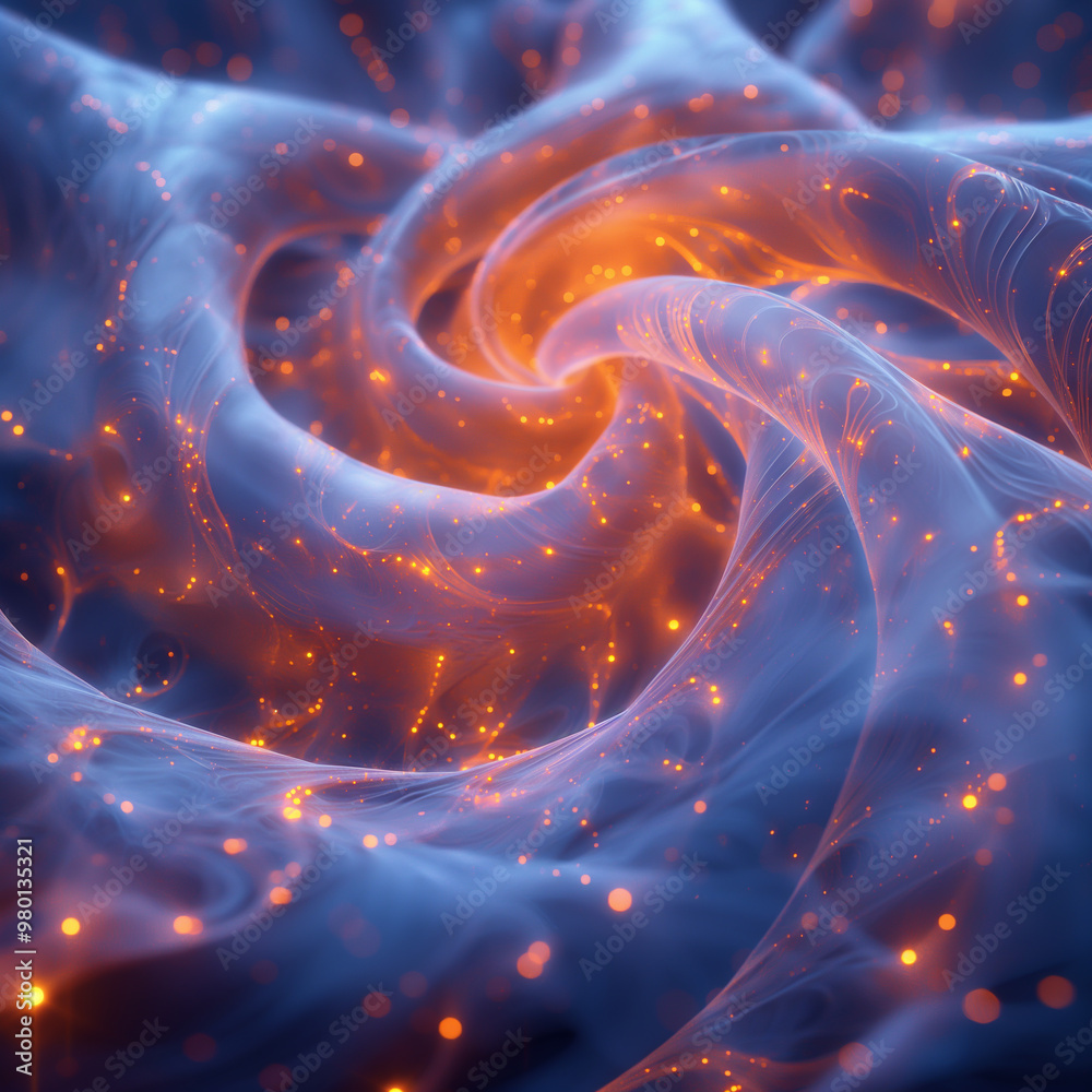 Wall mural futuristic 3d image of a topological insulator with glowing edges and swirling patterns.