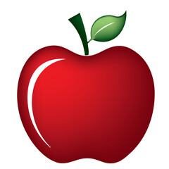 Red apple with green leaf