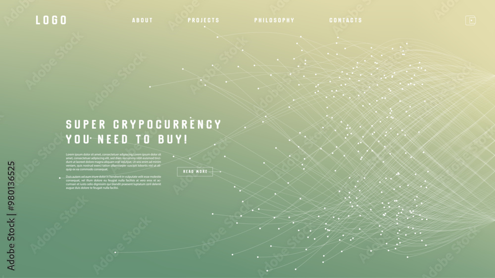 Poster landing page abstract design with expansion of line element. template for website or app with tentac