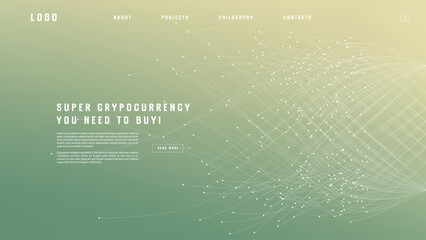 Naklejka premium Landing page abstract design with expansion of line element. Template for website or app with tentacle shape.