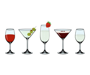 set of cocktails