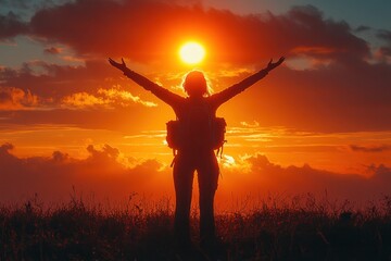 Silhouette of a Woman at Sunset