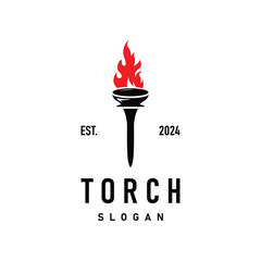 Illustration black silhouette torch logo flame design olympic sport victory inspiration