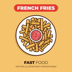 Fast food french fries vector illustration