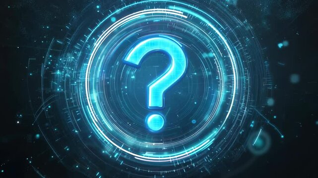 Glowing Question Mark with Futuristic Circular Interface Animation