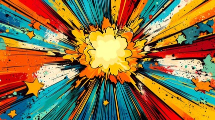 Abstract Comic Book Explosion Background with Stars