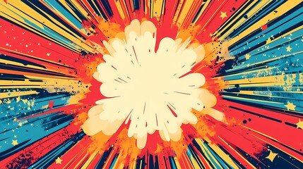 Obraz premium Abstract Comic Book Style Explosion with Stars and Streaks