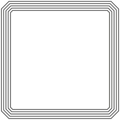 Geometric square frame. Thin black line border. Minimalist abstract design. Symmetrical vector layout.