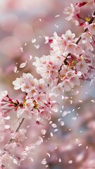 Obraz premium Spring backgroung flowering cherry flowers blossom floral nature and abstract bokeh