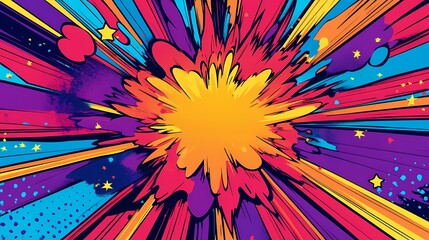 Fototapeta premium Abstract Comic Book Style Explosion with Starburst and Color Splashes