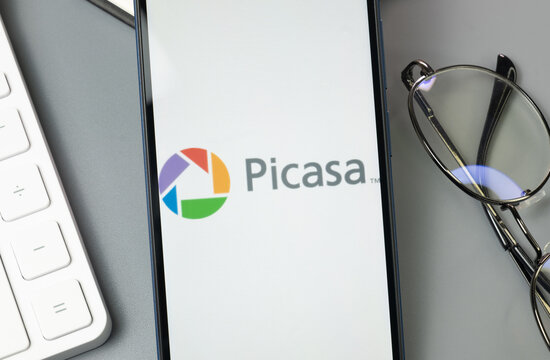 New York, USA - 30 August 2024: Google Picasa Logo on Phone Screen, Company Icon on Display