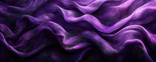 Obraz premium Silky dark purple fabric in a rich, deep hue, its soft texture captured in fluid, flowing waves, exuding a sense of opulence and elegance. watercolor illustration
