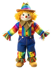 full body of ้halloween rainbow pumpkin scarecrow on transparent or white background