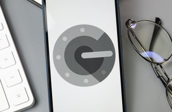 New York, USA - 30 August 2024: Google Authenticator Logo on Phone Screen, Company Icon on Display