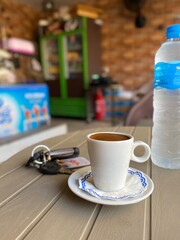 a cup of coffee on the table