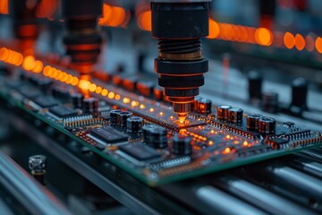 Fototapeta premium Efficient pcb manufacturing laser soldering machines and microcircuit production techniques