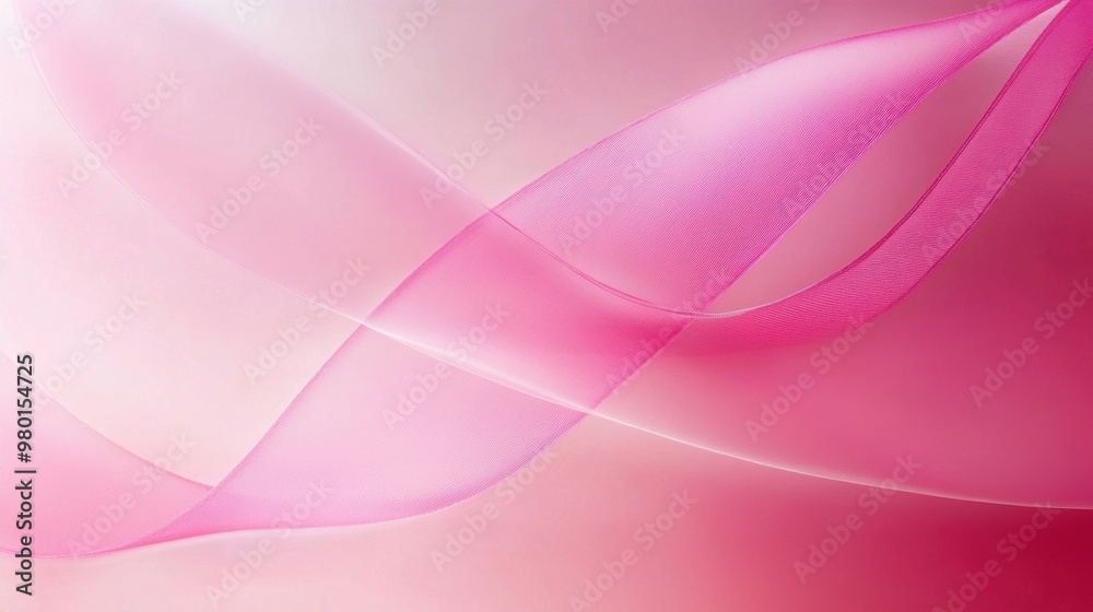 Wall mural A minimalist pink wallpaper with a subtle outline of a ribbon in the center and soft glowing light