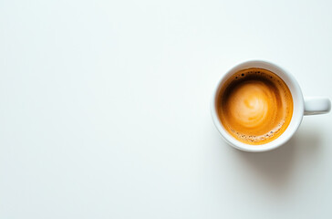 Bold Awakening: A Bold Cup of Espresso on a Stark White Background