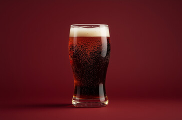 Vintage Refreshment: A Cold Glass of Root Beer on a Vintage Marble Surface