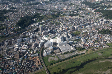 KANAGAWA PREFECTURE, JAPAN - SEPT. 2017: Aerial view of population density in Kanagawa prefecture Sept. 2017.