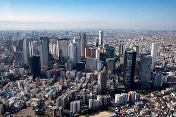 TOKYO - SEPT. 2017: Aerial view of population density in Tokyo prefecture Sept. 2017.