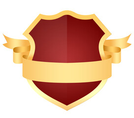 Red Gold Shield Emblem with Ribbon