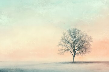 Fototapeta premium Solitary Bare Tree in a Pastel Landscape