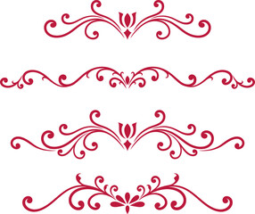 Set of decorative divider elements. Border florish collection. 