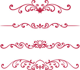 Set of decorative divider elements. Border florish collection. 
